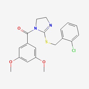 molecular formula C19H19ClN2O3S B2831029 [2-[(2-Chlorophenyl)methylsulfanyl]-4,5-dihydroimidazol-1-yl]-(3,5-dimethoxyphenyl)methanone CAS No. 851803-96-8