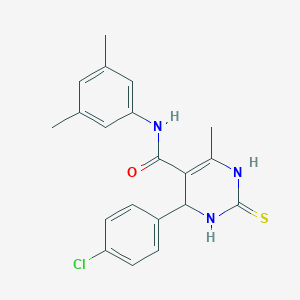 molecular formula C20H20ClN3OS B2831035 4-(4-chlorophenyl)-N-(3,5-dimethylphenyl)-6-methyl-2-thioxo-1,2,3,4-tetrahydropyrimidine-5-carboxamide CAS No. 459199-16-7