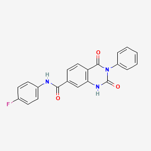 molecular formula C21H14FN3O3 B2831049 N-(4-fluorophenyl)-2,4-dioxo-3-phenyl-1,2,3,4-tetrahydroquinazoline-7-carboxamide CAS No. 931937-16-5