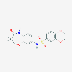 molecular formula C20H22N2O6S B2831054 N-(3,3,5-trimethyl-4-oxo-2,3,4,5-tetrahydrobenzo[b][1,4]oxazepin-8-yl)-2,3-dihydrobenzo[b][1,4]dioxine-6-sulfonamide CAS No. 922093-28-5