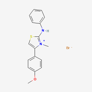 molecular formula C17H17BrN2OS B2831055 N-[4-(4-methoxyphenyl)-3-methyl-1,3-thiazol-2(3H)-ylidene]benzenaminium bromide CAS No. 477526-07-1
