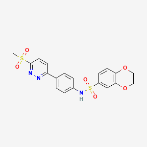 molecular formula C19H17N3O6S2 B2831056 N-(4-(6-(methylsulfonyl)pyridazin-3-yl)phenyl)-2,3-dihydrobenzo[b][1,4]dioxine-6-sulfonamide CAS No. 921837-45-8