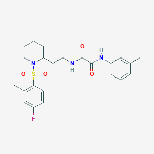 molecular formula C24H30FN3O4S B2831069 N1-(3,5-dimethylphenyl)-N2-(2-(1-((4-fluoro-2-methylphenyl)sulfonyl)piperidin-2-yl)ethyl)oxalamide CAS No. 898407-20-0