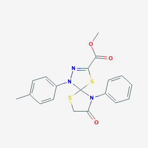 molecular formula C19H17N3O3S2 B283107 Methyl 1-(4-methylphenyl)-8-oxo-9-phenyl-4,6-dithia-1,2,9-triazaspiro[4.4]non-2-ene-3-carboxylate 