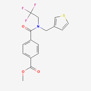 molecular formula C16H14F3NO3S B2831071 Methyl 4-((thiophen-3-ylmethyl)(2,2,2-trifluoroethyl)carbamoyl)benzoate CAS No. 1235236-45-9