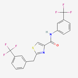 molecular formula C19H12F6N2OS B2831076 2-[3-(trifluoromethyl)benzyl]-N-[3-(trifluoromethyl)phenyl]-1,3-thiazole-4-carboxamide CAS No. 478042-41-0
