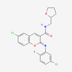 (2Z)-6-chloro-2-[(5-chloro-2-fluorophenyl)imino]-N-(tetrahydrofuran-2-ylmethyl)-2H-chromene-3-carboxamide