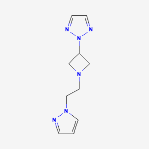 molecular formula C10H14N6 B2831080 2-[1-(2-Pyrazol-1-ylethyl)azetidin-3-yl]triazole CAS No. 2415510-47-1