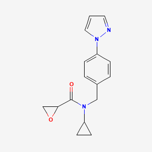 molecular formula C16H17N3O2 B2831083 N-Cyclopropyl-N-[(4-pyrazol-1-ylphenyl)methyl]oxirane-2-carboxamide CAS No. 2411219-72-0