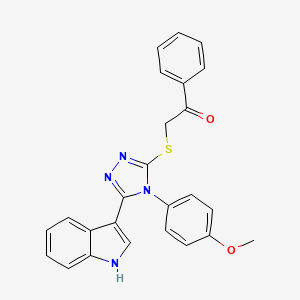 molecular formula C25H20N4O2S B2831093 2-((5-(1H-indol-3-yl)-4-(4-methoxyphenyl)-4H-1,2,4-triazol-3-yl)thio)-1-phenylethanone CAS No. 946275-63-4