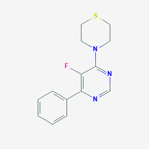 molecular formula C14H14FN3S B2831100 4-(5-Fluoro-6-phenylpyrimidin-4-yl)thiomorpholine CAS No. 2415603-69-7