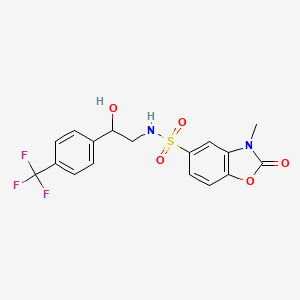 molecular formula C17H15F3N2O5S B2831110 N-(2-hydroxy-2-(4-(trifluoromethyl)phenyl)ethyl)-3-methyl-2-oxo-2,3-dihydrobenzo[d]oxazole-5-sulfonamide CAS No. 1448052-70-7