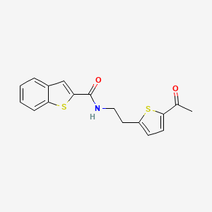 molecular formula C17H15NO2S2 B2831117 N-(2-(5-乙酰硫代苯并噻吩-2-基)乙基)苯并[b]噻吩-2-羧酰胺 CAS No. 2034255-21-3