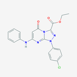 molecular formula C20H16ClN5O3 B283112 Ethyl 7-anilino-1-(4-chlorophenyl)-5-oxo-1,5-dihydro[1,2,4]triazolo[4,3-a]pyrimidine-3-carboxylate 