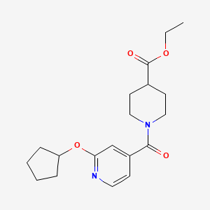 Ethyl 1-(2-(cyclopentyloxy)isonicotinoyl)piperidine-4-carboxylate