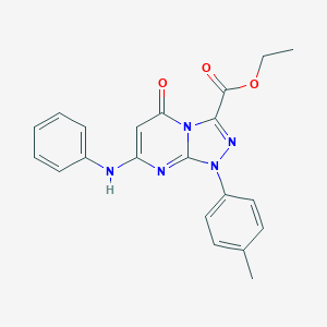 molecular formula C21H19N5O3 B283113 7-Anilino-1-(4-methylphenyl)-5-oxo-[1,2,4]triazolo[4,3-a]pyrimidine-3-carboxylic acid ethyl ester 
