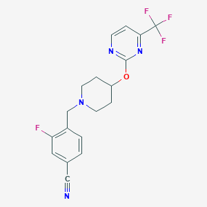 3-Fluoro-4-[[4-[4-(trifluoromethyl)pyrimidin-2-yl]oxypiperidin-1-yl]methyl]benzonitrile