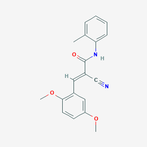 molecular formula C19H18N2O3 B2831136 (2E)-2-氰基-3-(2,5-二甲氧基苯基)-N-(2-甲基苯基)丙烯酰胺 CAS No. 358299-60-2
