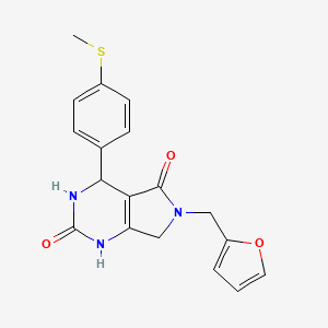 molecular formula C18H17N3O3S B2831137 6-(furan-2-ylmethyl)-4-(4-(methylthio)phenyl)-3,4,6,7-tetrahydro-1H-pyrrolo[3,4-d]pyrimidine-2,5-dione CAS No. 946219-13-2