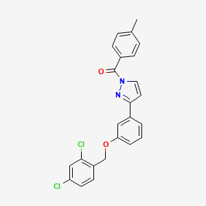 molecular formula C24H18Cl2N2O2 B2831138 [3-[3-[(2,4-Dichlorophenyl)methoxy]phenyl]pyrazol-1-yl]-(4-methylphenyl)methanone CAS No. 477712-70-2