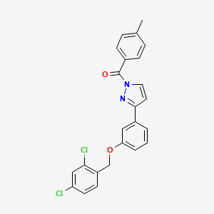 molecular formula C24H18Cl2N2O2 B2831138 3-{3-[(2,4-dichlorophenyl)methoxy]phenyl}-1-(4-methylbenzoyl)-1H-pyrazole CAS No. 477712-70-2