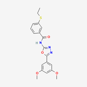 molecular formula C19H19N3O4S B2831140 N-[5-(3,5-二甲氧基苯基)-1,3,4-噁二唑-2-基]-3-乙基硫代苯甲酰胺 CAS No. 898459-30-8