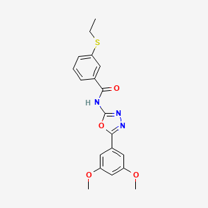 molecular formula C19H19N3O4S B2831140 N-(5-(3,5-dimethoxyphenyl)-1,3,4-oxadiazol-2-yl)-3-(ethylthio)benzamide CAS No. 898459-30-8