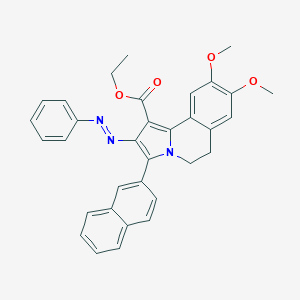 molecular formula C33H29N3O4 B283116 2-(Phenylazo)-3-(2-naphthyl)-8,9-dimethoxy-5,6-dihydropyrrolo[2,1-a]isoquinoline-1-carboxylic acid ethyl ester 