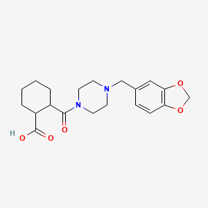 molecular formula C20H26N2O5 B2831161 2-{[4-(1,3-Benzodioxol-5-ylmethyl)piperazino]carbonyl}cyclohexanecarboxylic acid CAS No. 497083-19-9
