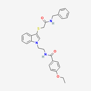 molecular formula C28H29N3O3S B2831188 N-(2-(3-((2-(benzylamino)-2-oxoethyl)thio)-1H-indol-1-yl)ethyl)-4-ethoxybenzamide CAS No. 862826-31-1