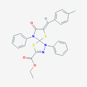 molecular formula C27H23N3O3S2 B283119 Ethyl 7-(4-methylbenzylidene)-8-oxo-1,9-diphenyl-4,6-dithia-1,2,9-triazaspiro[4.4]non-2-ene-3-carboxylate 