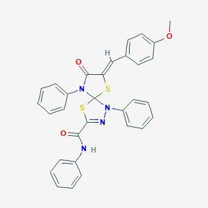 7-(4-methoxybenzylidene)-8-oxo-N,1,9-triphenyl-4,6-dithia-1,2,9-triazaspiro[4.4]non-2-ene-3-carboxamide