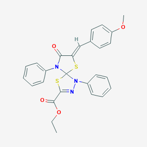 molecular formula C27H23N3O4S2 B283121 Ethyl 7-(4-methoxybenzylidene)-8-oxo-1,9-diphenyl-4,6-dithia-1,2,9-triazaspiro[4.4]non-2-ene-3-carboxylate 