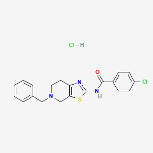 molecular formula C20H19Cl2N3OS B2831214 N-{5-benzyl-4H,5H,6H,7H-[1,3]thiazolo[5,4-c]pyridin-2-yl}-4-chlorobenzamide hydrochloride CAS No. 1049757-98-3