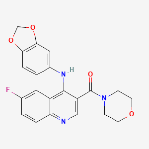 (4-(Benzo[d][1,3]dioxol-5-ylamino)-6-fluoroquinolin-3-yl)(morpholino)methanone