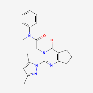 2-(2-(3,5-dimethyl-1H-pyrazol-1-yl)-4-oxo-4,5,6,7-tetrahydro-3H-cyclopenta[d]pyrimidin-3-yl)-N-methyl-N-phenylacetamide