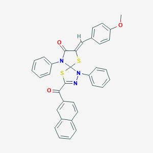 molecular formula C35H25N3O3S2 B283124 7-(4-Methoxybenzylidene)-3-(2-naphthoyl)-1,9-diphenyl-4,6-dithia-1,2,9-triazaspiro[4.4]non-2-en-8-one 
