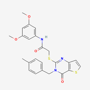molecular formula C24H23N3O4S2 B2831241 N-(3,5-dimethoxyphenyl)-2-((3-(4-methylbenzyl)-4-oxo-3,4-dihydrothieno[3,2-d]pyrimidin-2-yl)thio)acetamide CAS No. 1798672-00-0