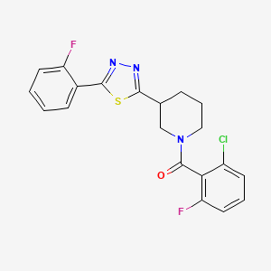 molecular formula C20H16ClF2N3OS B2831245 (2-Chloro-6-fluorophenyl)(3-(5-(2-fluorophenyl)-1,3,4-thiadiazol-2-yl)piperidin-1-yl)methanone CAS No. 1351602-45-3