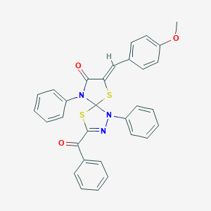 molecular formula C31H23N3O3S2 B283125 3-Benzoyl-7-(4-methoxybenzylidene)-1,9-diphenyl-4,6-dithia-1,2,9-triazaspiro[4.4]non-2-en-8-one 