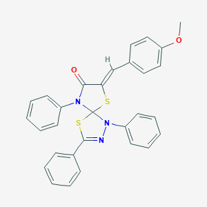 molecular formula C30H23N3O2S2 B283126 7-(4-Methoxybenzylidene)-1,3,9-triphenyl-4,6-dithia-1,2,9-triazaspiro[4.4]non-2-en-8-one 