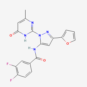 molecular formula C19H13F2N5O3 B2831260 3,4-difluoro-N-(3-(furan-2-yl)-1-(4-methyl-6-oxo-1,6-dihydropyrimidin-2-yl)-1H-pyrazol-5-yl)benzamide CAS No. 1207026-68-3