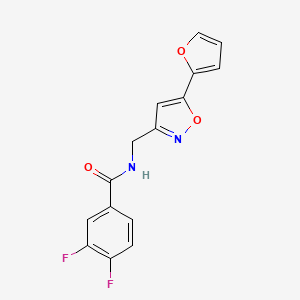molecular formula C15H10F2N2O3 B2831266 3,4-二氟-N-((5-(呋喃-2-基)异噁唑-3-基)甲基)苯甲酰胺 CAS No. 1105204-21-4