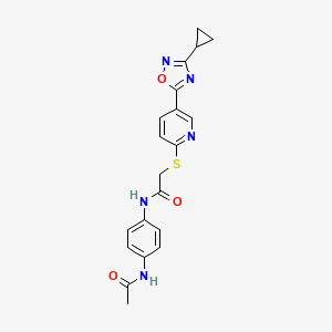 N-(4-acetamidophenyl)-2-((5-(3-cyclopropyl-1,2,4-oxadiazol-5-yl)pyridin-2-yl)thio)acetamide