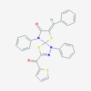 molecular formula C28H19N3O2S3 B283127 7-Benzylidene-1,9-diphenyl-3-(2-thienylcarbonyl)-4,6-dithia-1,2,9-triazaspiro[4.4]non-2-en-8-one 