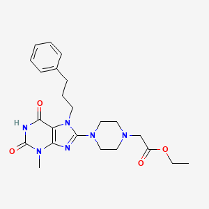 Ethyl 2-[4-[3-methyl-2,6-dioxo-7-(3-phenylpropyl)purin-8-yl]piperazin-1-yl]acetate