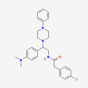 molecular formula C28H33ClN4O B2831272 2-(4-chlorophenyl)-N-(2-(4-(dimethylamino)phenyl)-2-(4-phenylpiperazin-1-yl)ethyl)acetamide CAS No. 946346-09-4