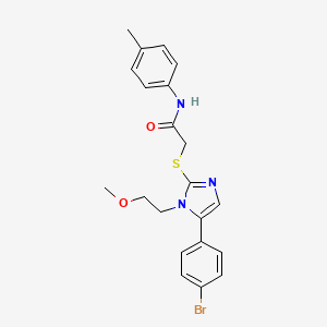 molecular formula C21H22BrN3O2S B2831300 2-((5-(4-bromophenyl)-1-(2-methoxyethyl)-1H-imidazol-2-yl)thio)-N-(p-tolyl)acetamide CAS No. 1207005-01-3