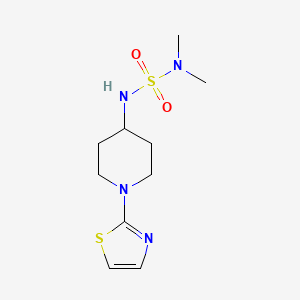 molecular formula C10H18N4O2S2 B2831306 2-[4-(Dimethylsulfamoylamino)piperidin-1-yl]-1,3-thiazole CAS No. 1448122-36-8