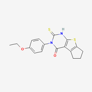 3-(4-Ethoxyphenyl)-2-sulfanyl-3,5,6,7-tetrahydrocyclopenta[2,1-d]pyrimidino[4, 5-b]thiophen-4-one